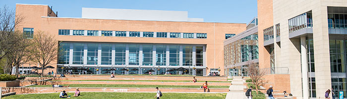 View of The Commons from the Quad looking at windows on Market Street