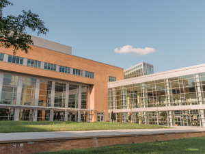 View of The Commons from The Quad facing the outside of Main Street and Market Street